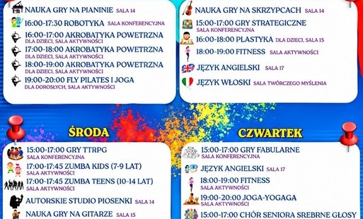 Zdjęcie do ZAJĘCIA STAŁE W CENTRUM KULTURY W JEDLINIE-ZDROJU!